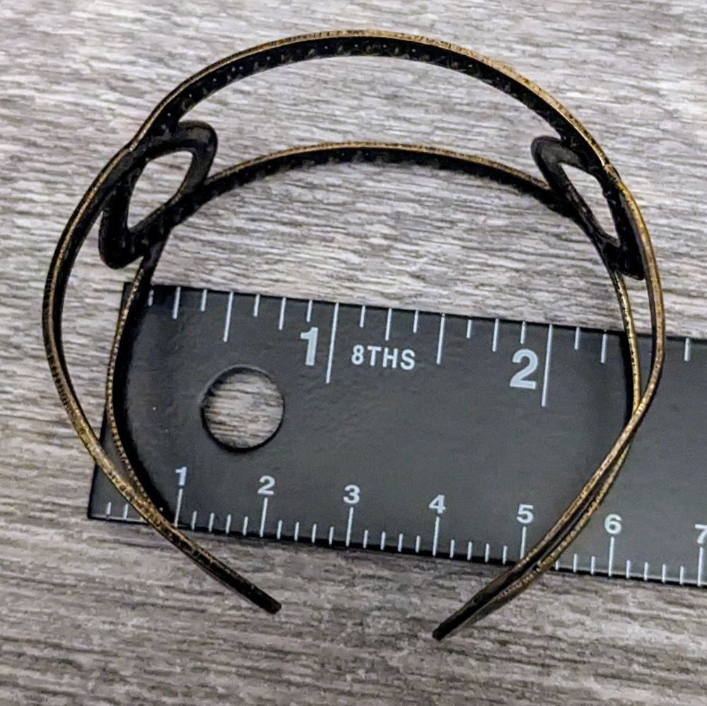 Vintage Interlocking Link Brass Cuff Bracelet W/ … - image 4